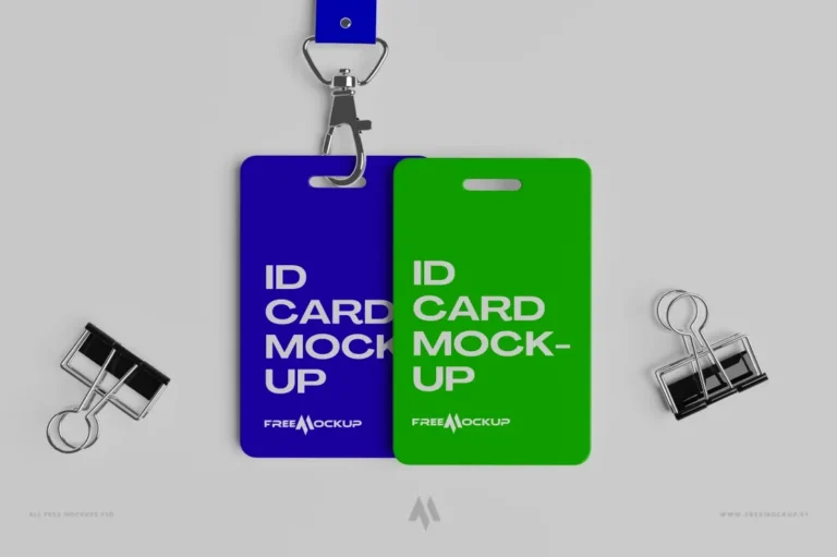 Mockup thẻ nhân viên và dây đeo thẻ
