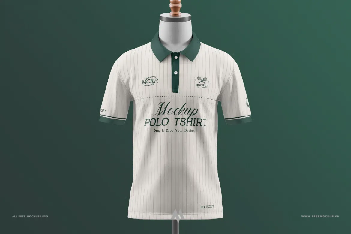 Mockup Áo Polo Sọc Chuyên Nghiệp PSD: Tải Miễn Phí Ngay!