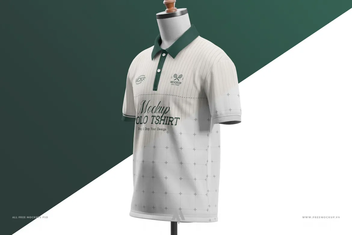 Mockup áo Polo sọc PSD