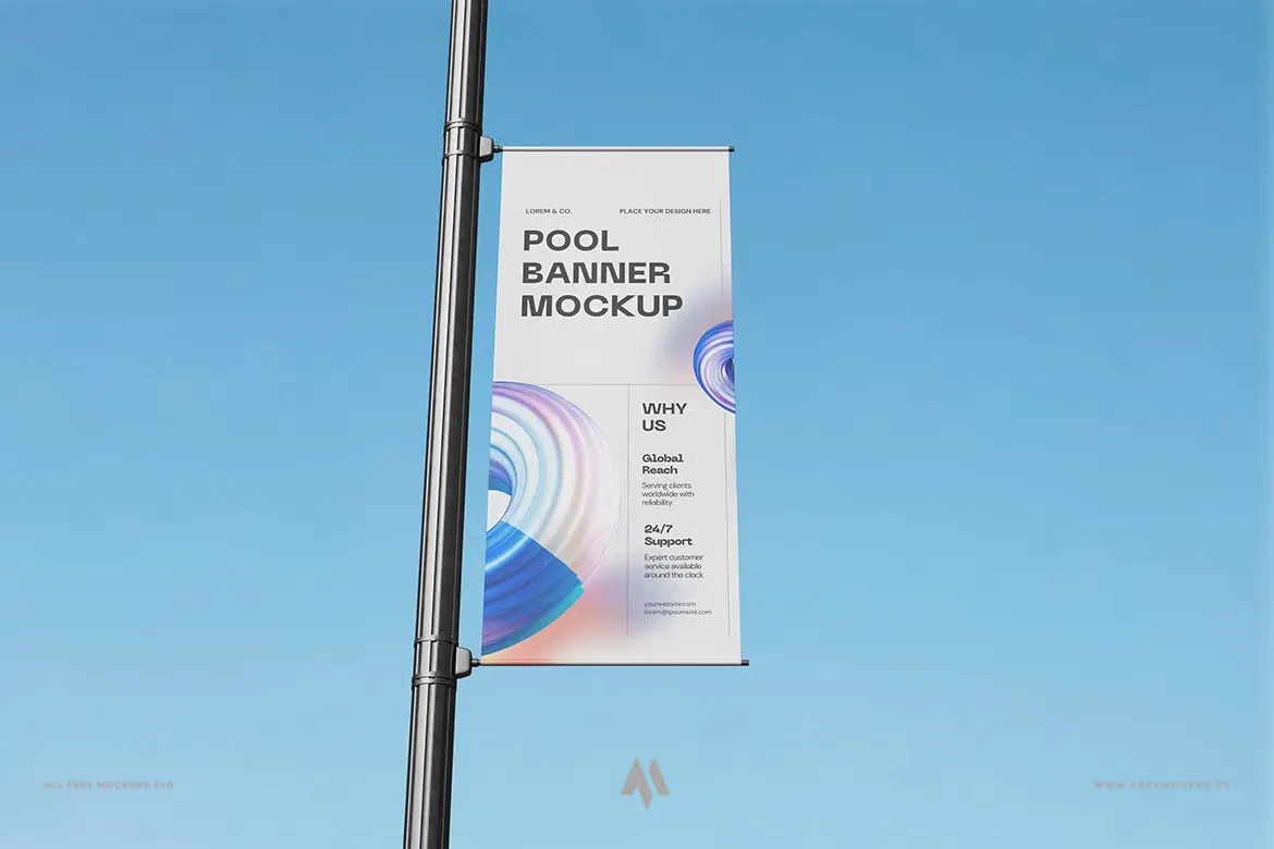 Mockup bandroll treo cột PSD miễn phí