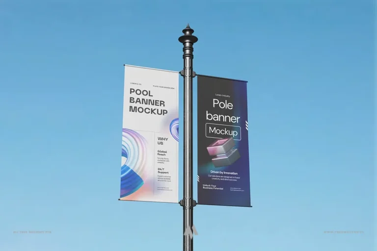 Mockup bandroll treo cột PSD miễn phí