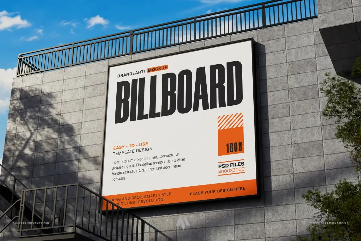 Mockup Bảng Quảng Cáo Ngoài Trời Chuyên Nghiệp PSD