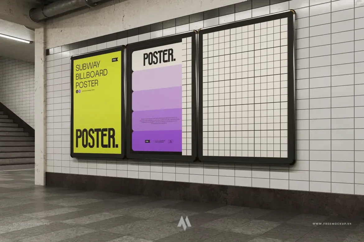 Mockup Billboard Poster Tàu Điện Ngầm Chuyên Nghiệp Miễn Phí (PSD & AF)
