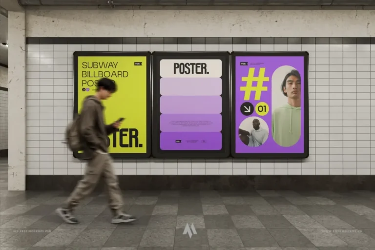 Mockup Billboard Poster tàu ddiện ngầm