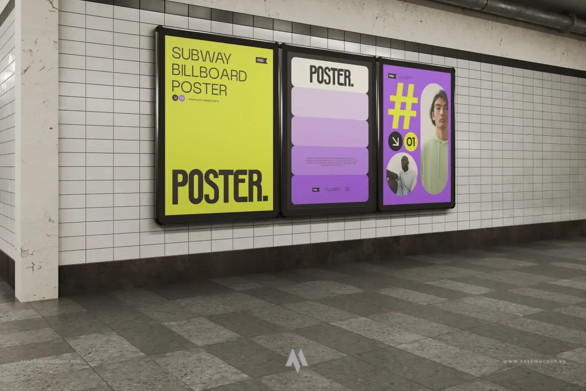 Mockup Billboard Poster Tàu Điện Ngầm Chuyên Nghiệp Miễn Phí (PSD & AF)