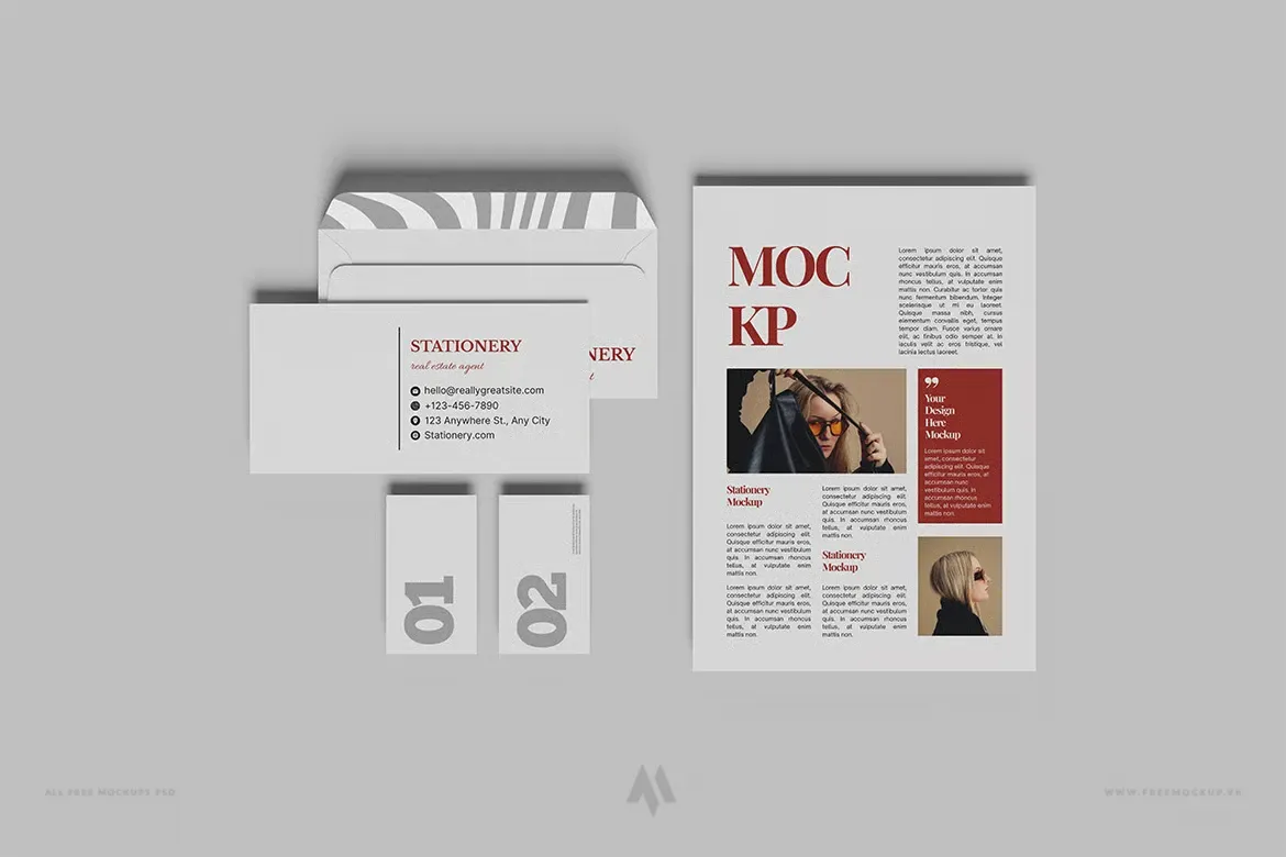 Mockup bộ nhận diện thương hiệu chuyên nghiệp PSD miễn phí