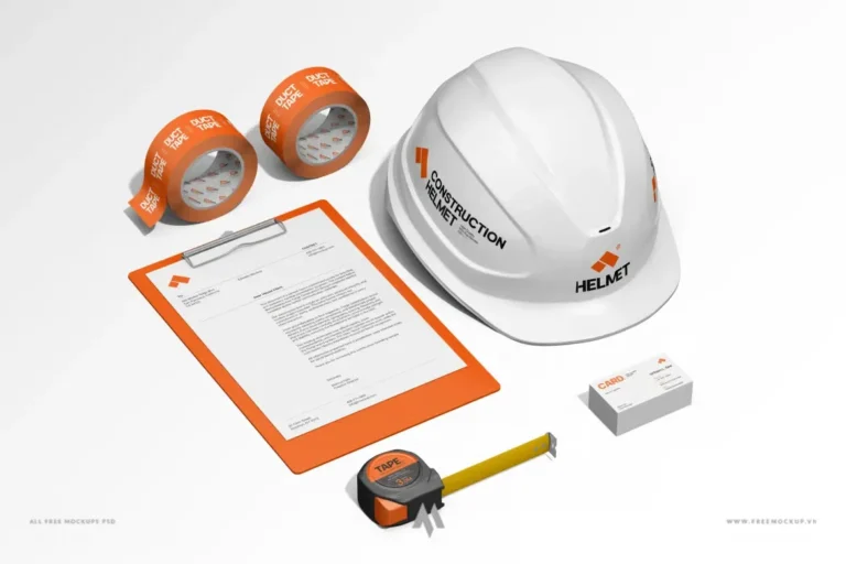 Mockup bộ nhận diện xây dựng PSD miễn phí