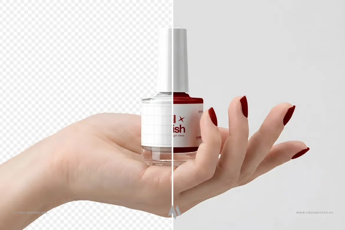 Mockup Chai Sơn Móng Tay Chuyên Nghiệp PSD Miễn Phí