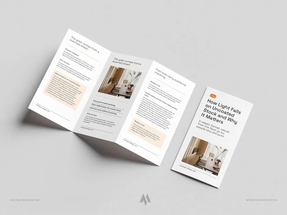 Mockup Flyer gấp ba (Tri-Fold) PSD