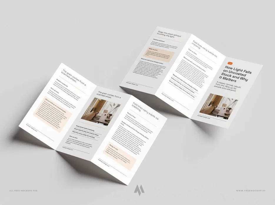 Mockup Flyer gấp ba (Tri-Fold) PSD