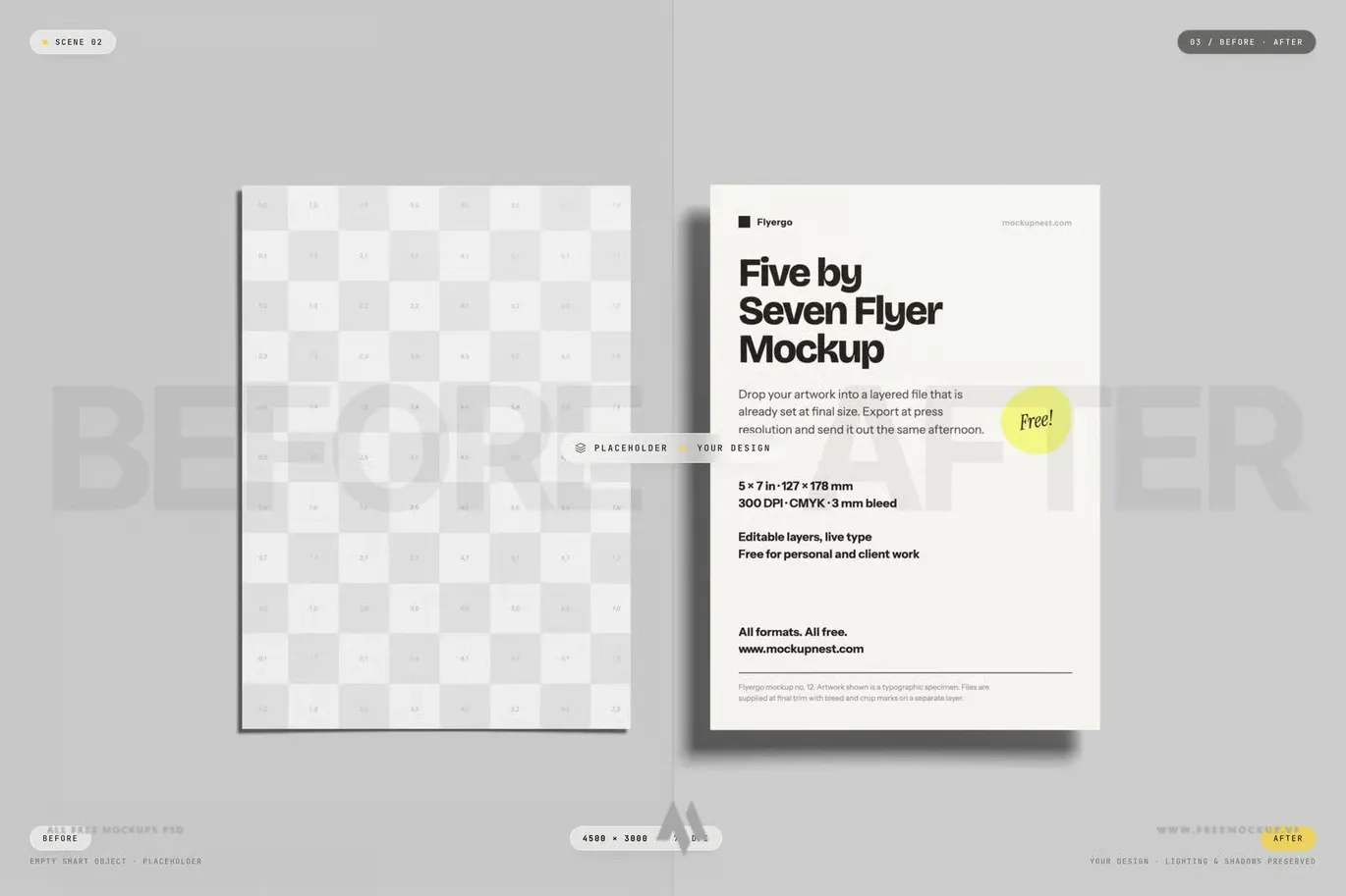 Mockup Flyer Leaflet 5×7 PSD