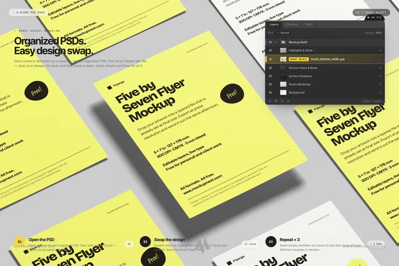 Mockup Flyer Leaflet 5×7 PSD