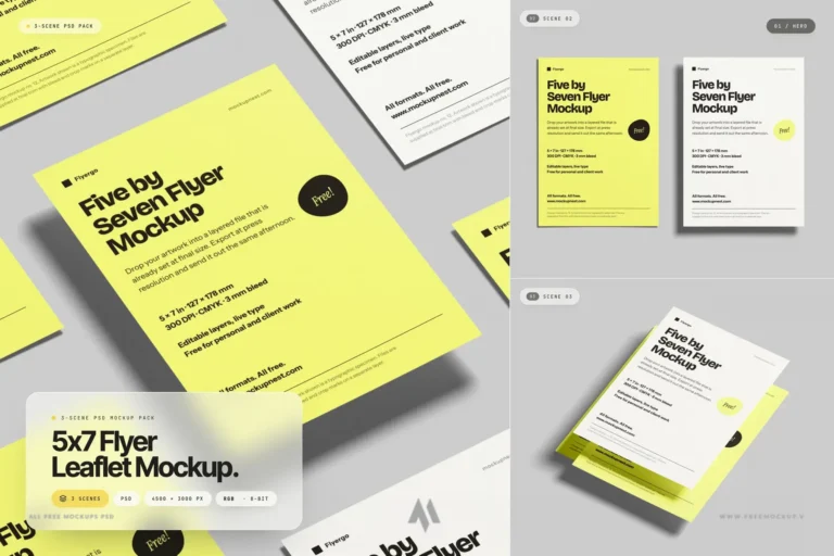 Mockup Flyer Leaflet 5×7 PSD