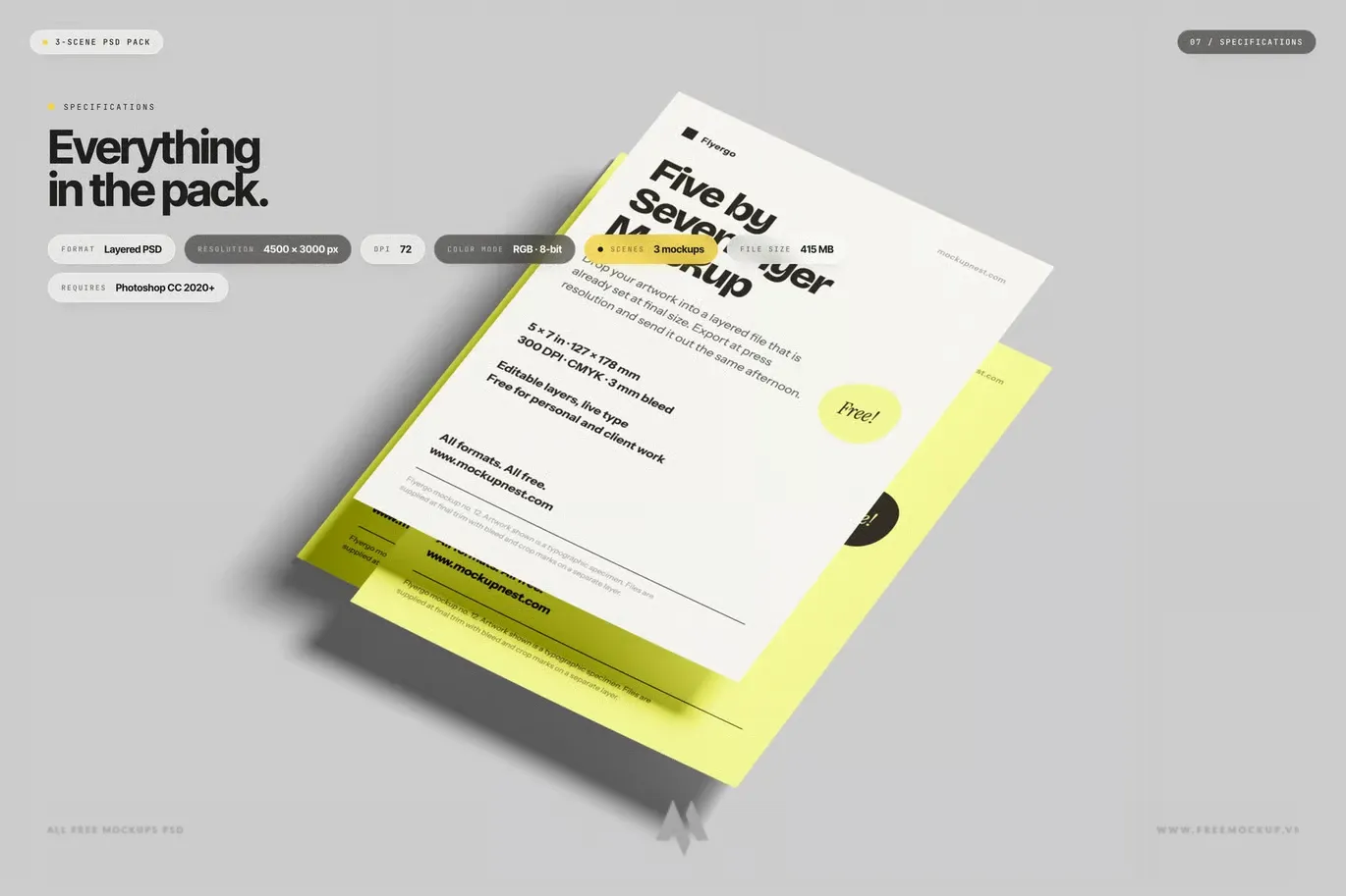 Mockup Flyer Leaflet 5×7 PSD
