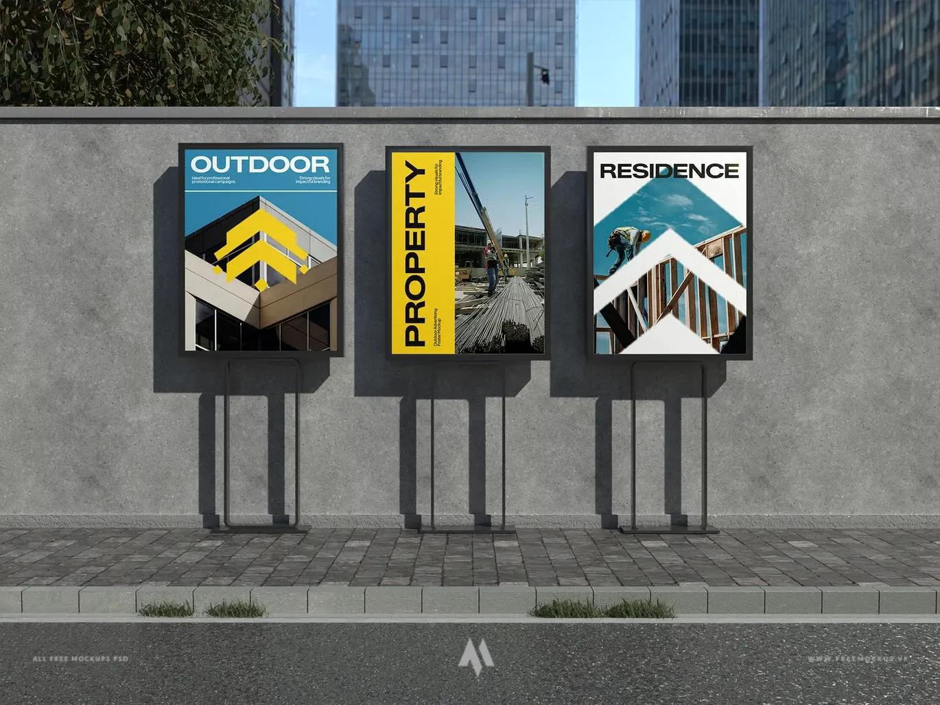 Mockup Poster Quảng Cáo Ngoài Trời Sống Động