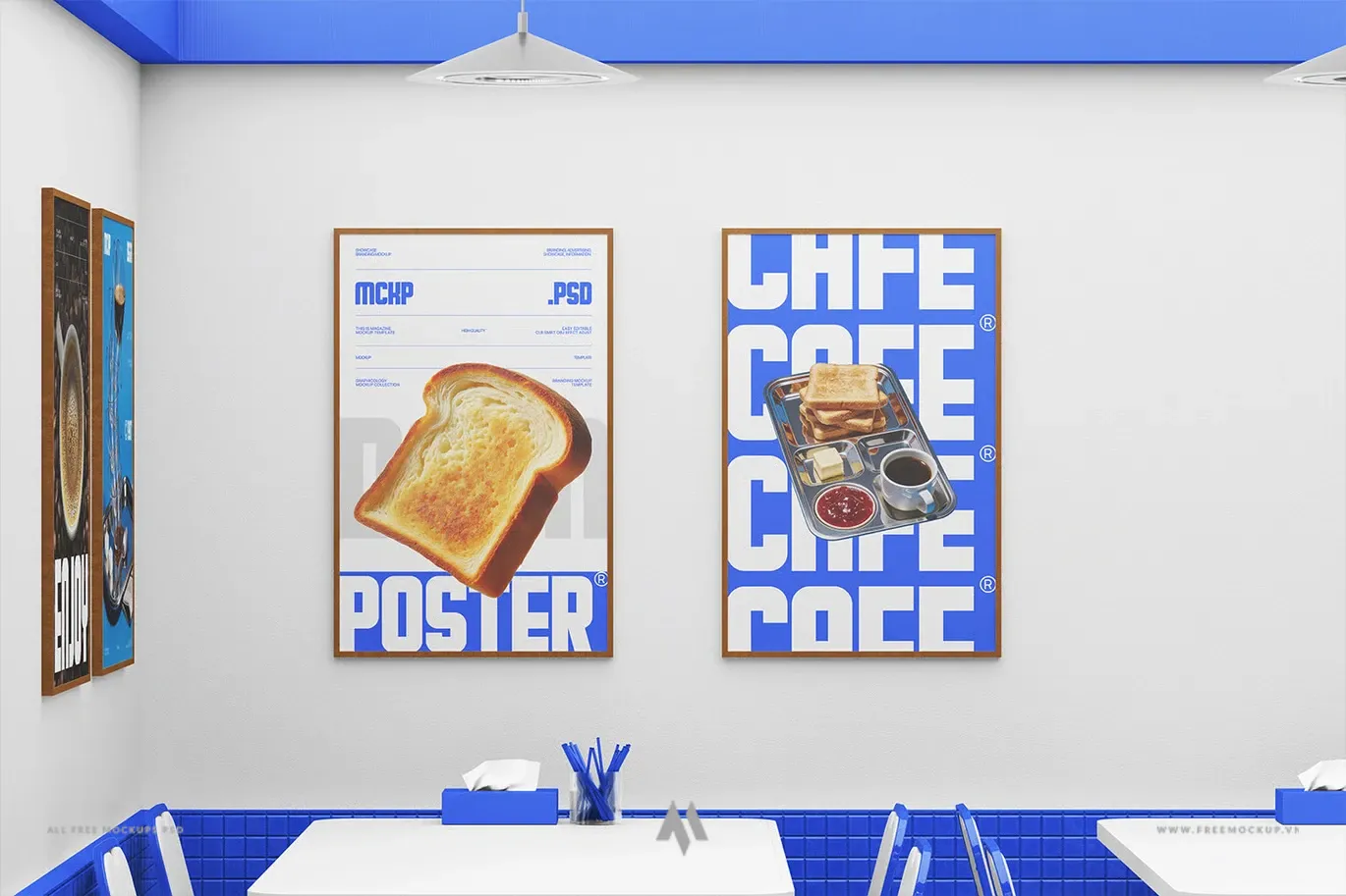 Mockup poster quảng cáo nhà hàng miễn phí