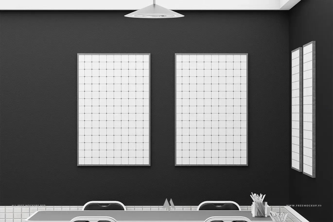 Mockup poster quảng cáo nhà hàng miễn phí