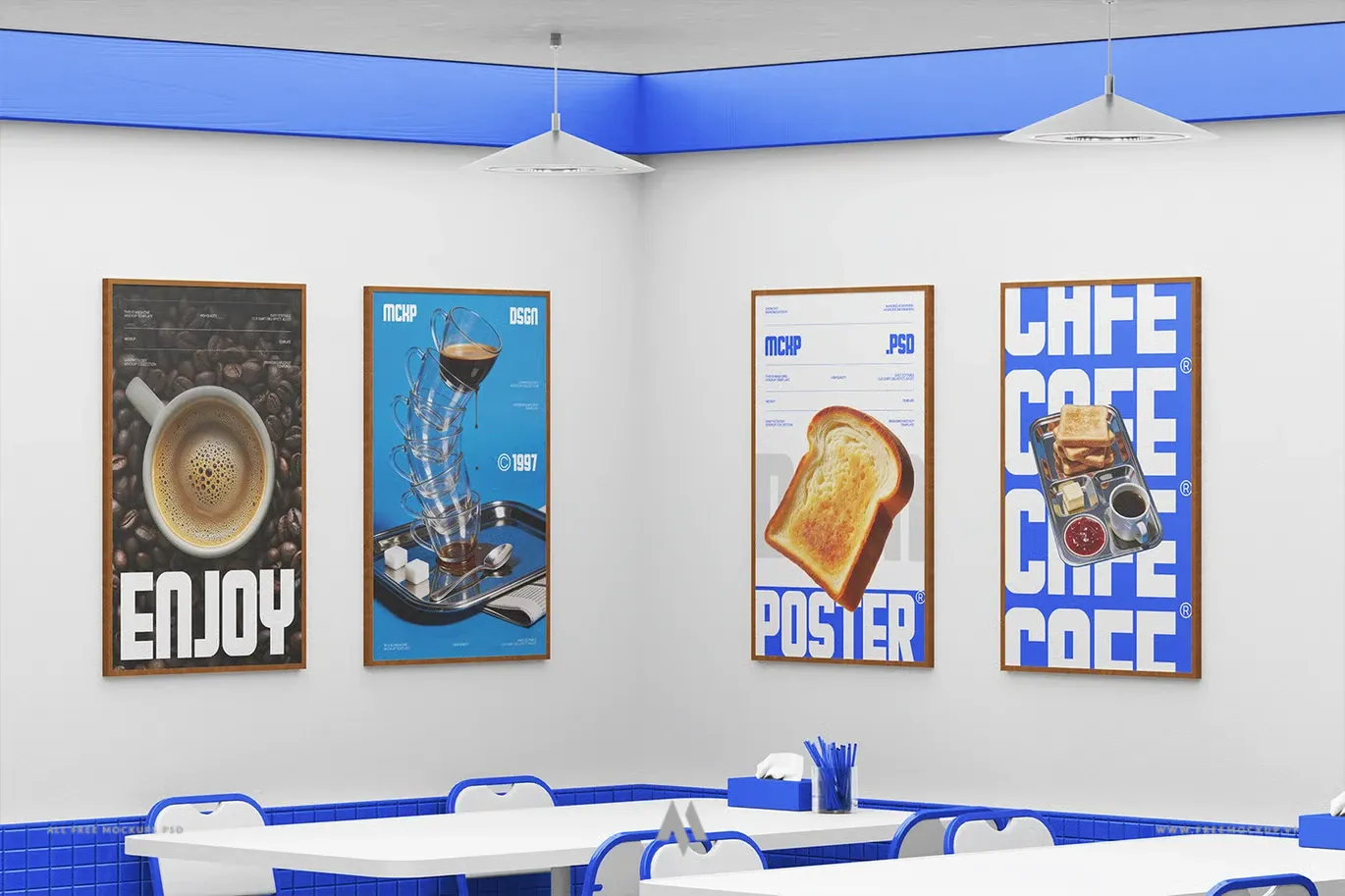 Mockup poster quảng cáo nhà hàng miễn phí