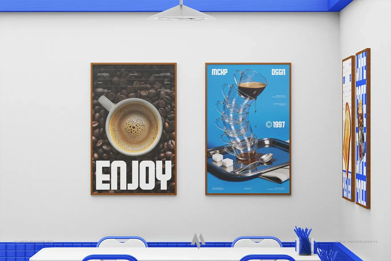 Mockup poster quảng cáo nhà hàng miễn phí