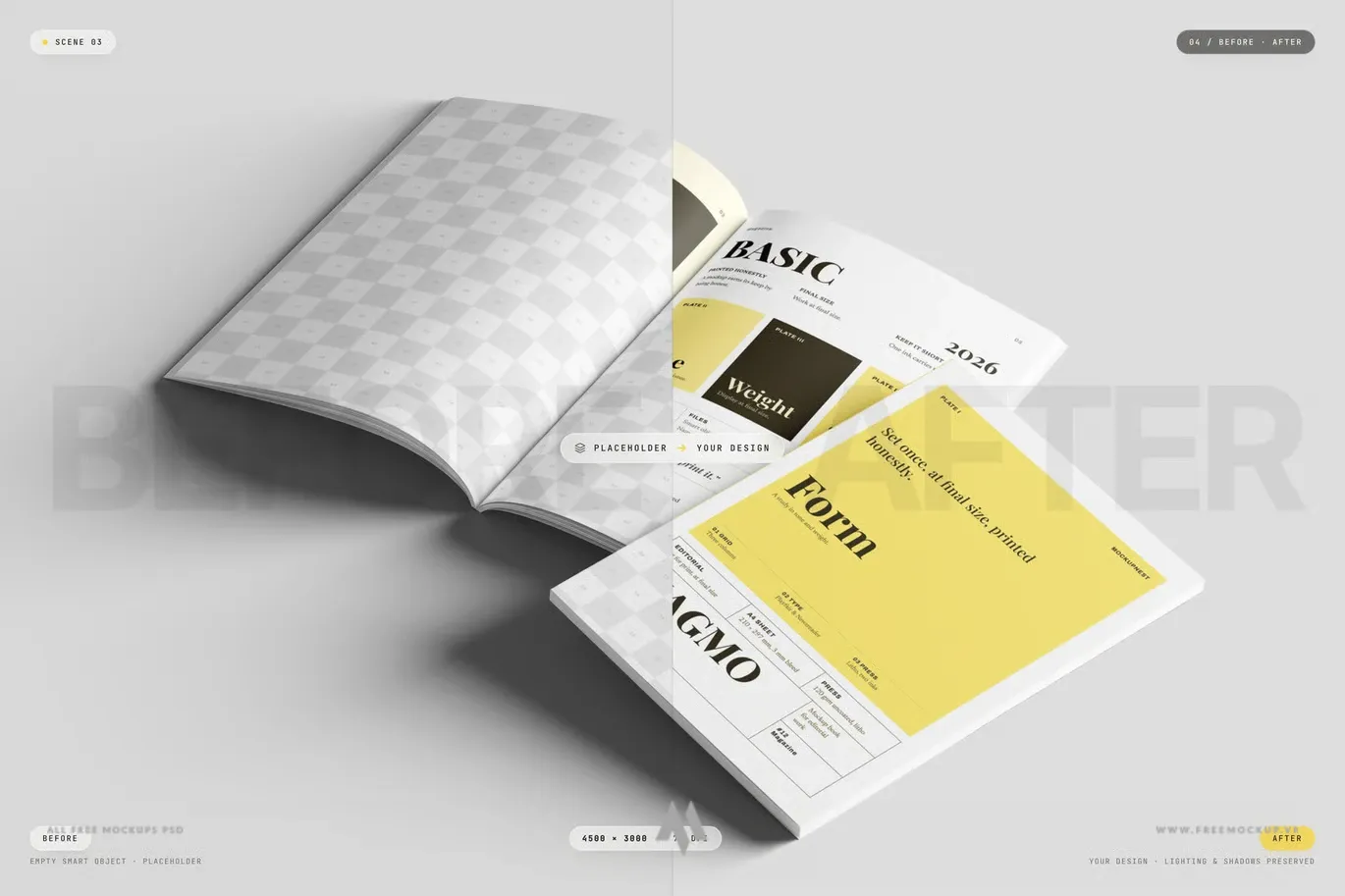 Mockup tạp chí A4 PSD miễn phí