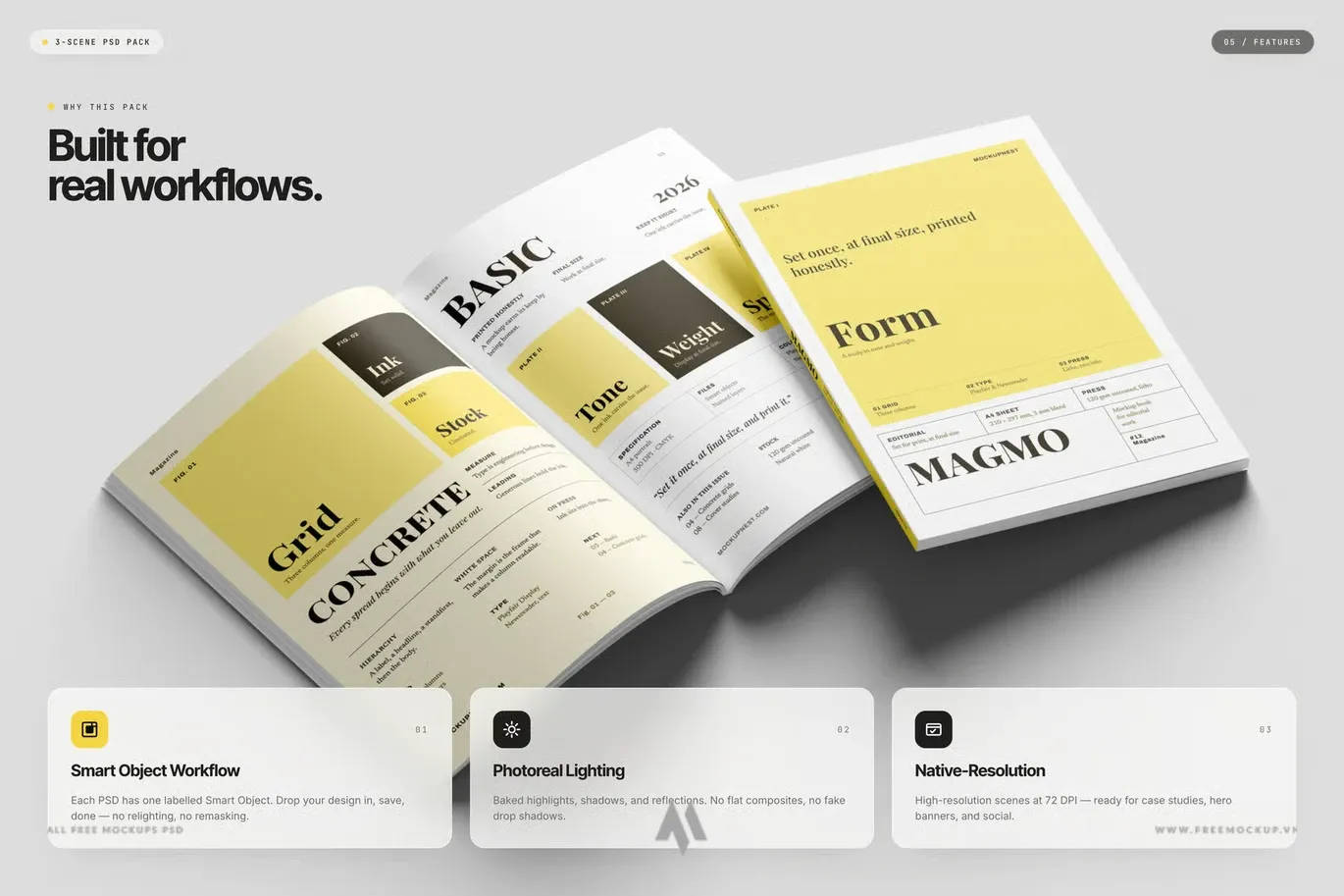 Mockup tạp chí A4 PSD miễn phí