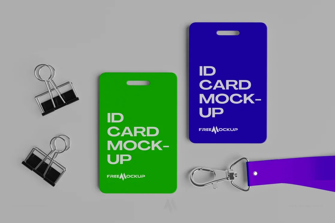 Mockup thẻ nhân viên và dây đeo thẻ