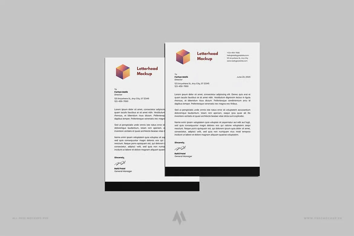 Mockup tiêu đề thư chuyên Nghiệp PSD