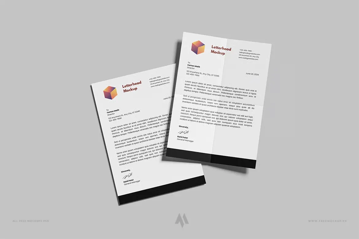 Mockup tiêu đề thư chuyên Nghiệp PSD