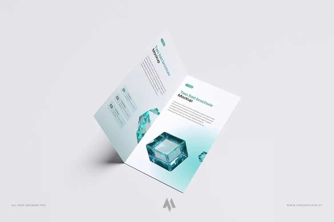 Mockup tờ rơi gập đôi PSD chuyên nghiệp miễn phí