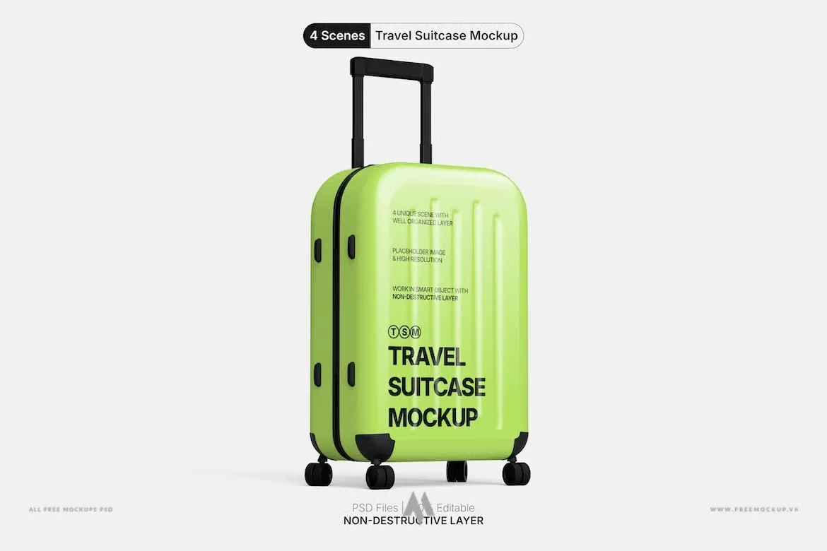 Mockup Vali Du Lịch PSD Miễn Phí Chuyên Nghiệp