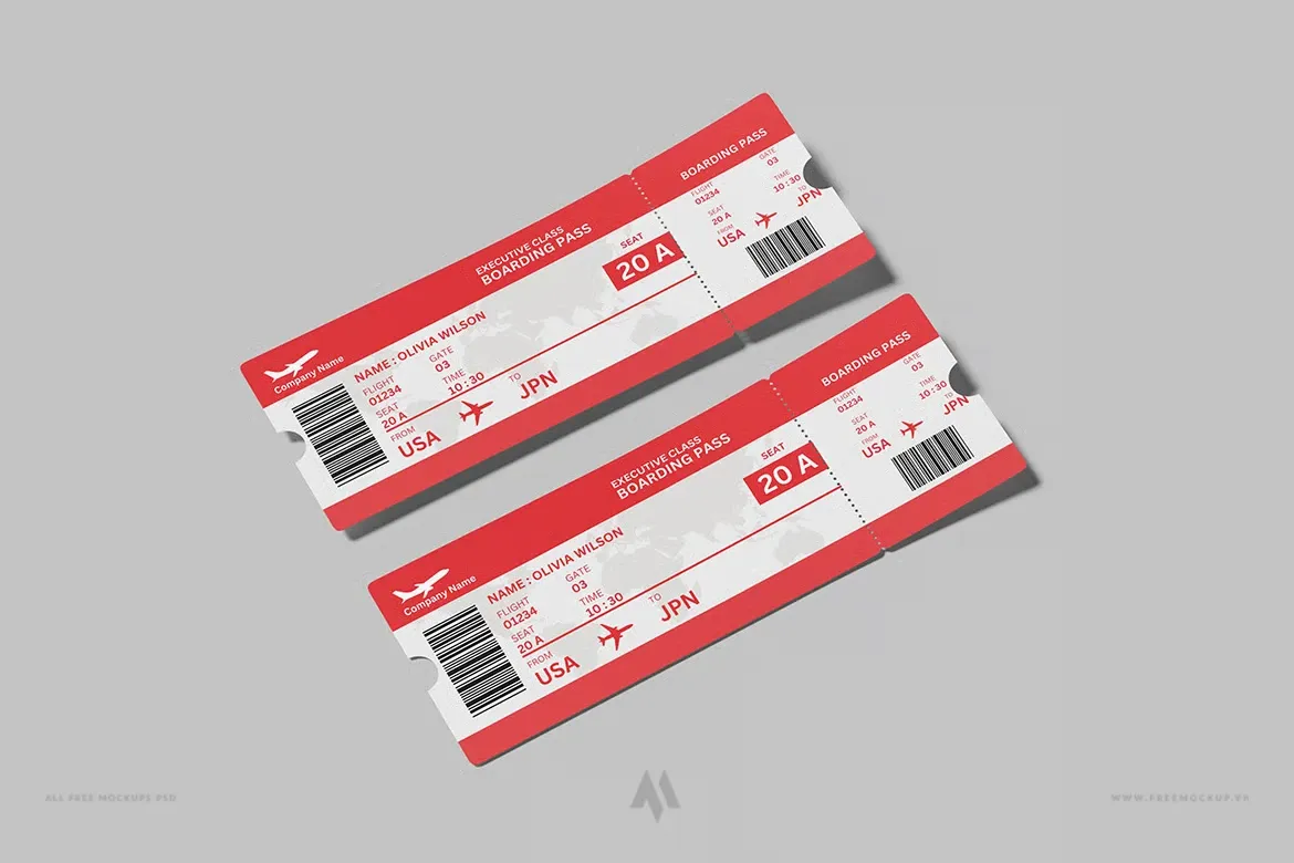 Mockup vé máy bay PSD miễn phí