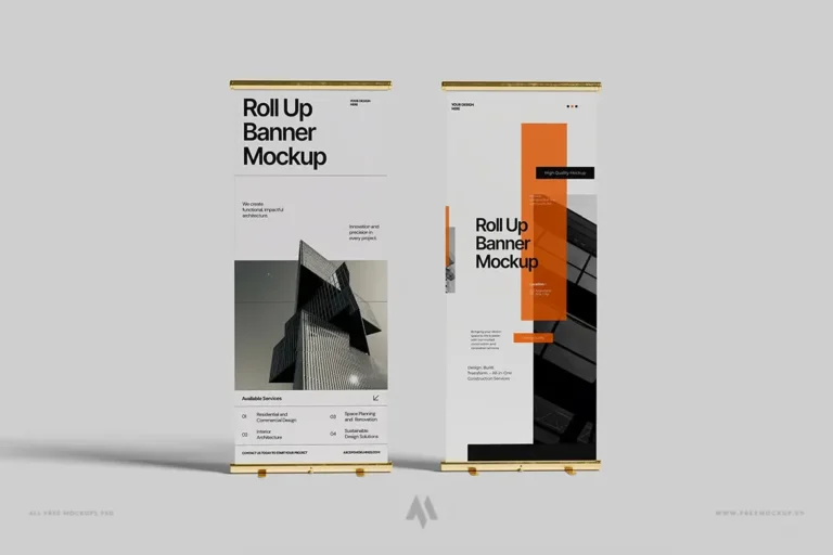 Bộ mockup standee cuốn Chuyên Nghiệp PSD Miễn Phí