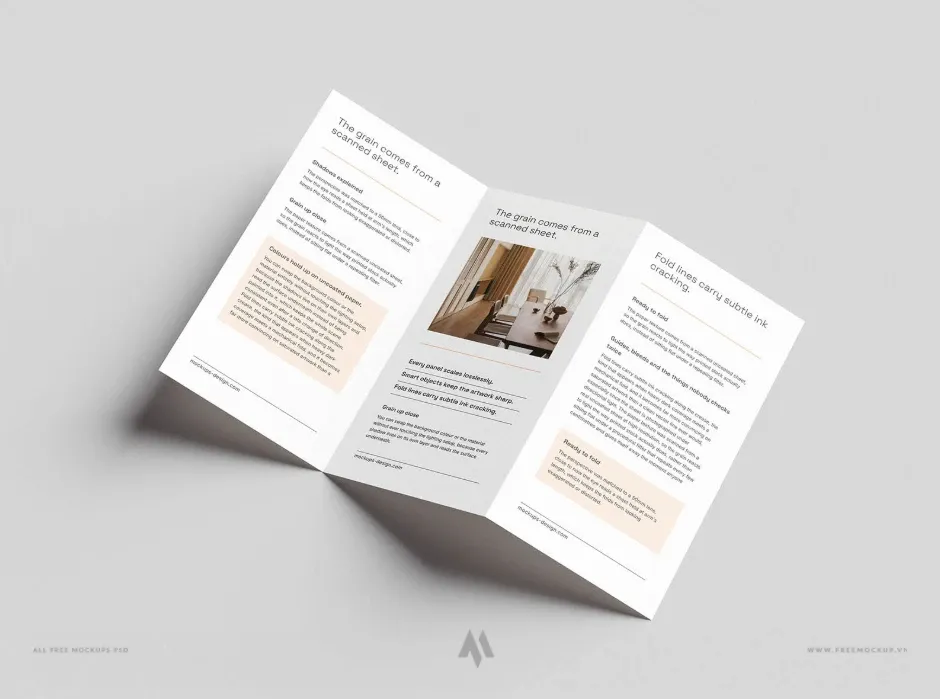 Tải Mockup Flyer Gấp Ba (Tri-Fold) Chất Liệu Matte PSD