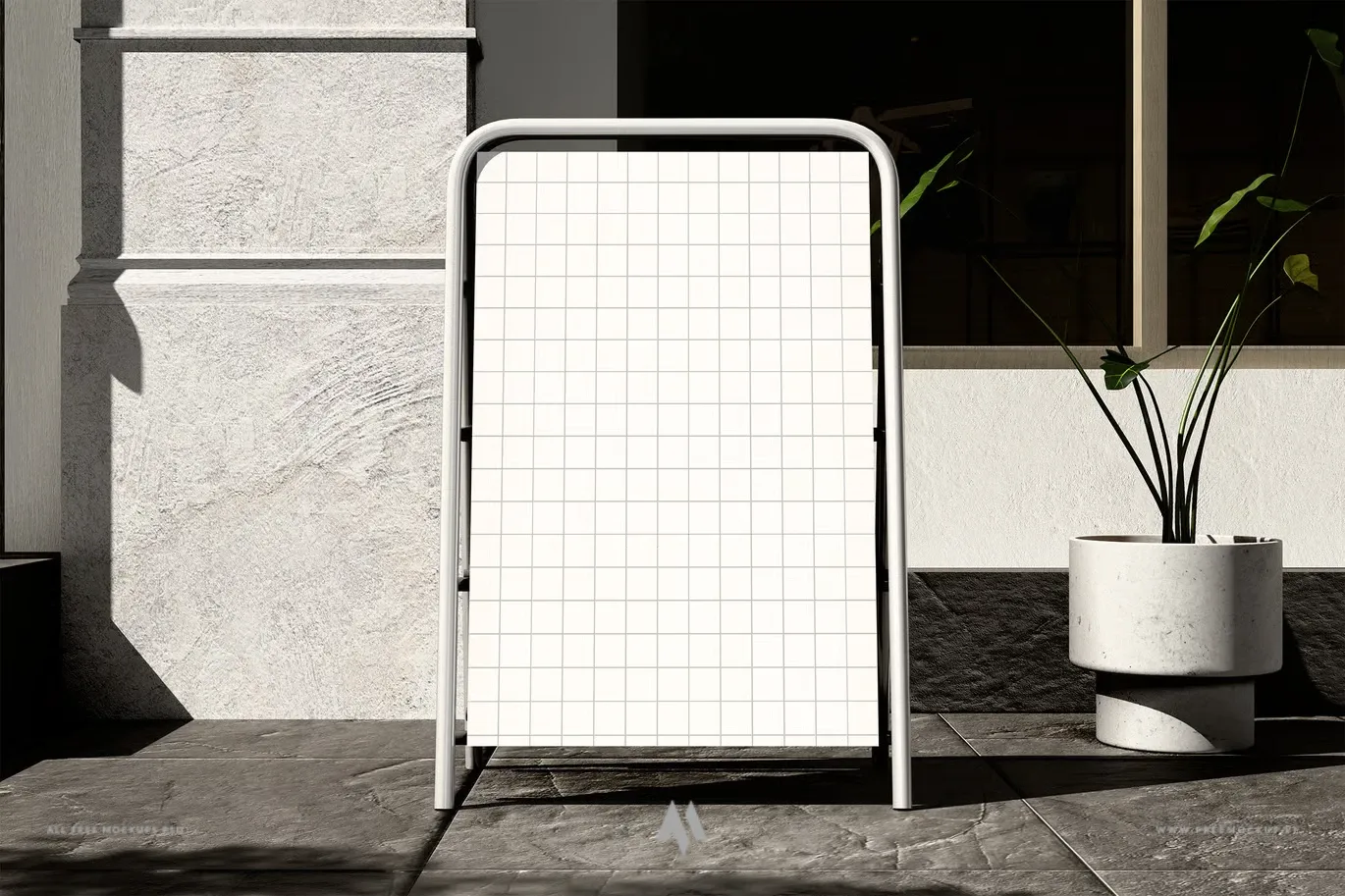 Mockup biển quảng cáo chân chữ A quán cafe