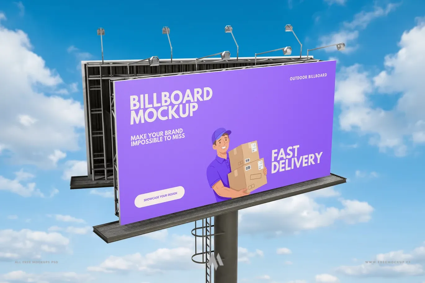 Mockup Biển Quảng Cáo Chữ V Ngoài Trời PSD Chuyên Nghiệp