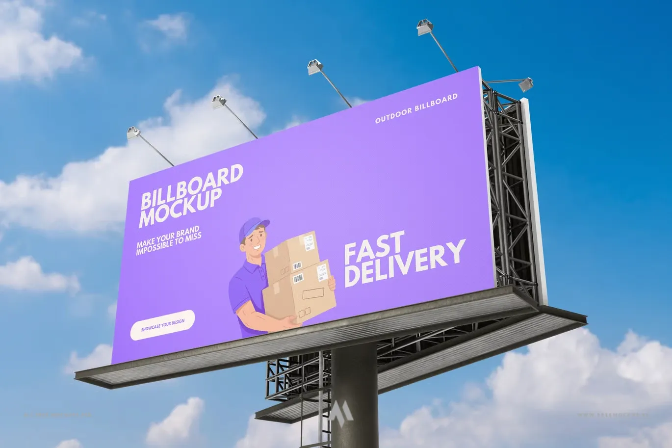 Mockup Biển Quảng Cáo Chữ V Ngoài Trời PSD Chuyên Nghiệp