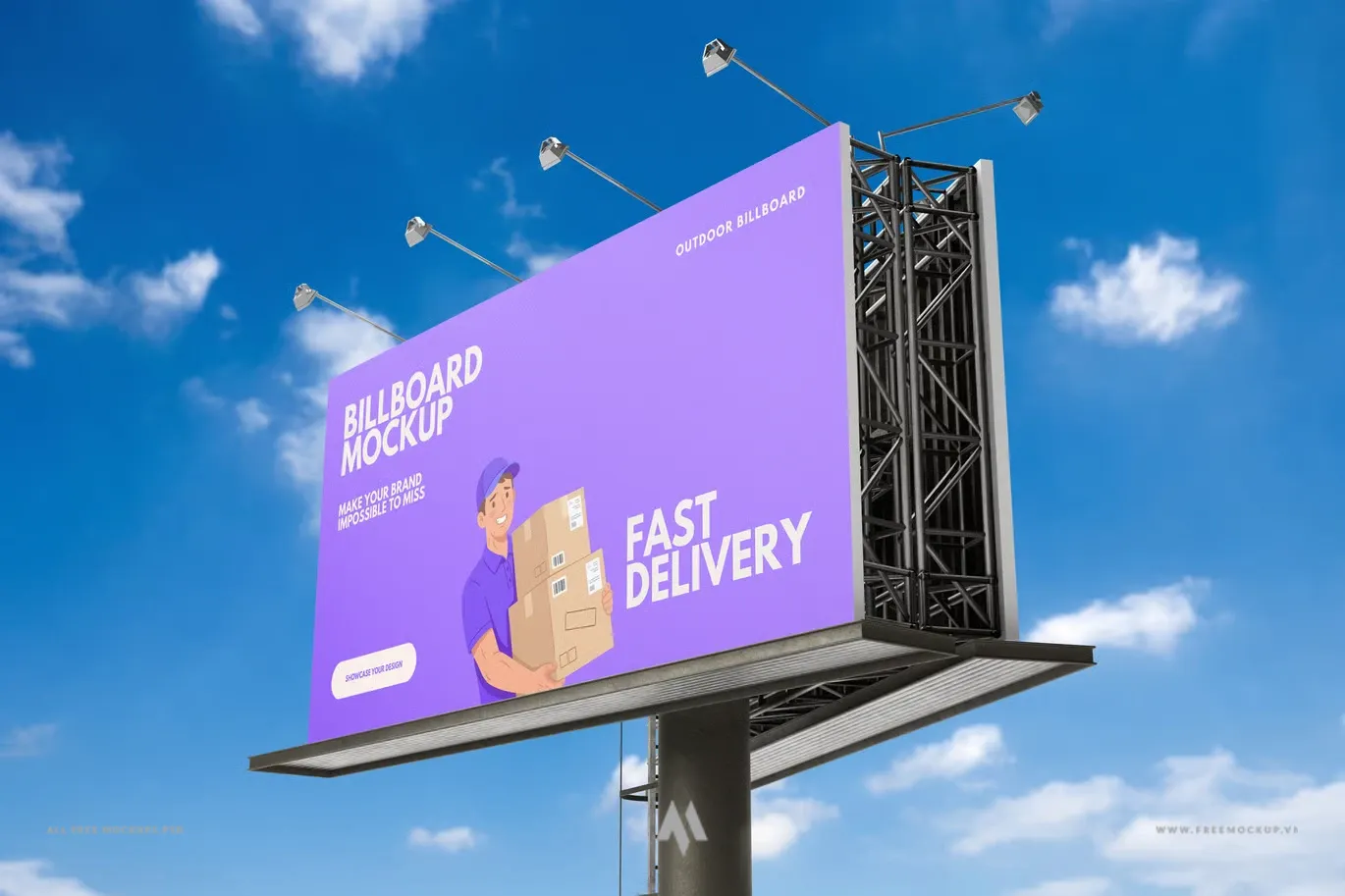 Mockup Biển Quảng Cáo Chữ V Ngoài Trời PSD Chuyên Nghiệp