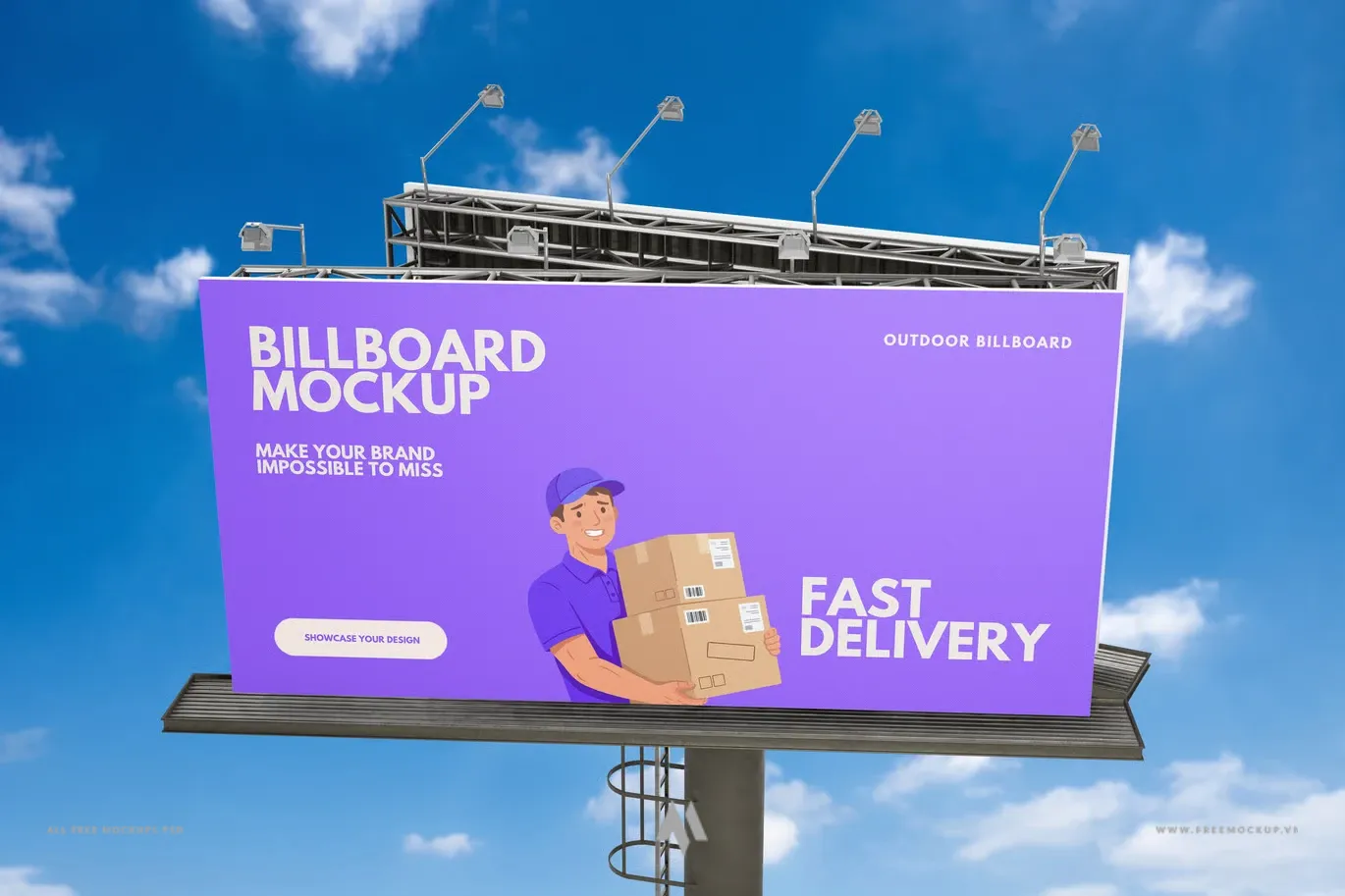 Mockup Biển Quảng Cáo Chữ V Ngoài Trời PSD Chuyên Nghiệp
