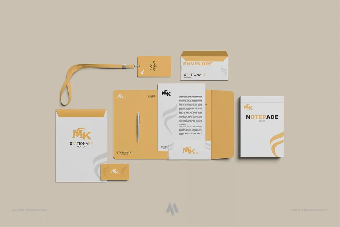 Mockup Bộ Nhận Diện Thương Hiệu Văn Phòng Phẩm PSD Chuyên Nghiệp