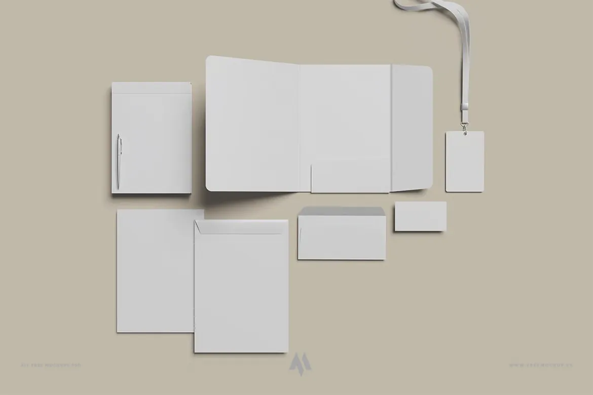 Mockup Bộ Nhận Diện Thương Hiệu Văn Phòng Phẩm PSD Chuyên Nghiệp