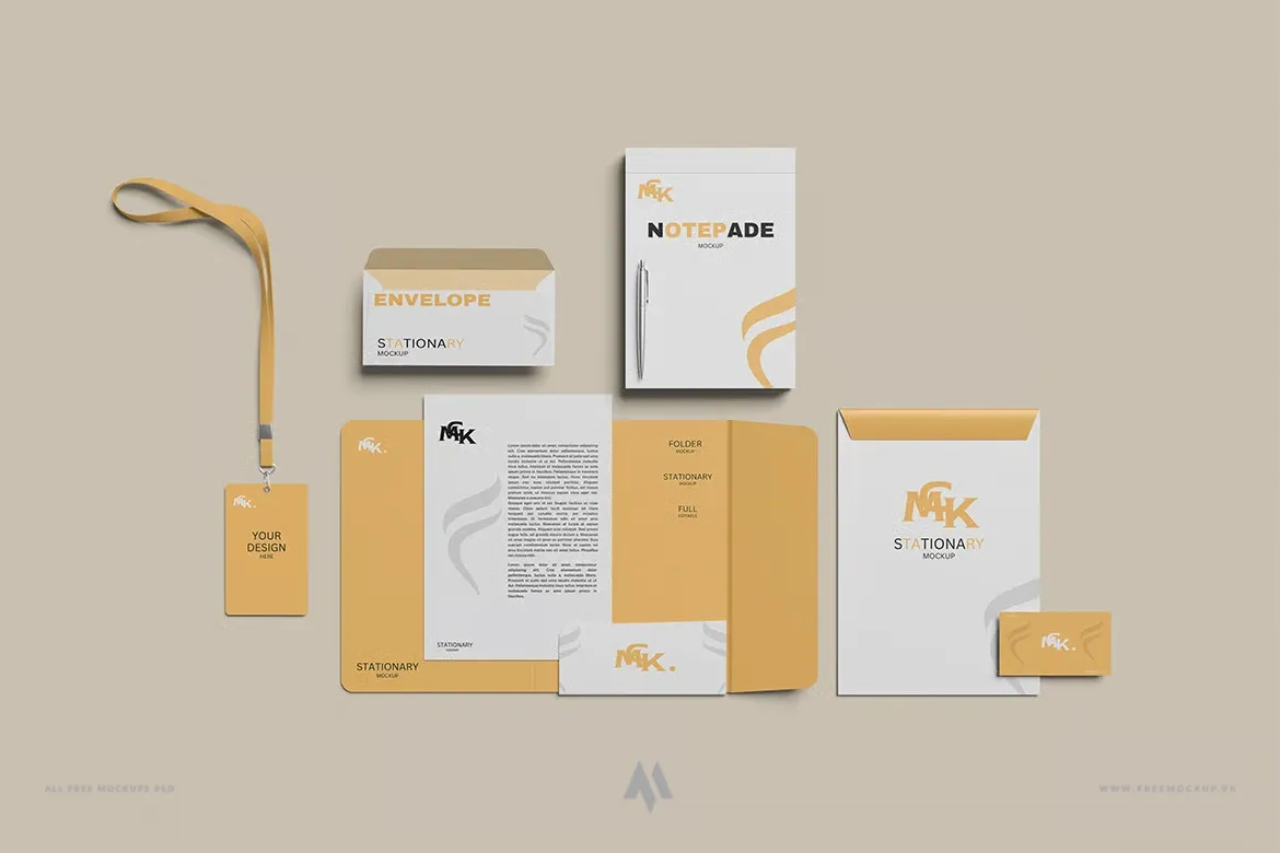 Mockup Bộ Nhận Diện Thương Hiệu Văn Phòng Phẩm PSD Chuyên Nghiệp