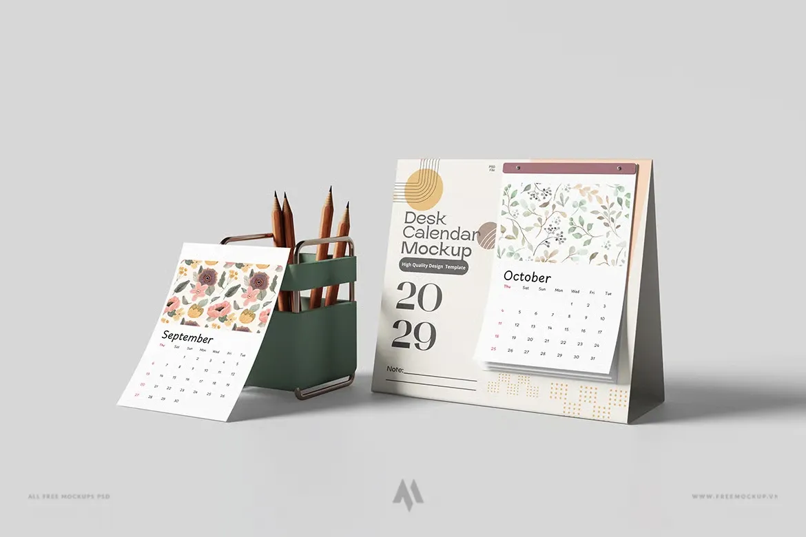 Mockup Lịch Bàn PSD Chân Thực Cho Dự Án Branding Doanh Nghiệp