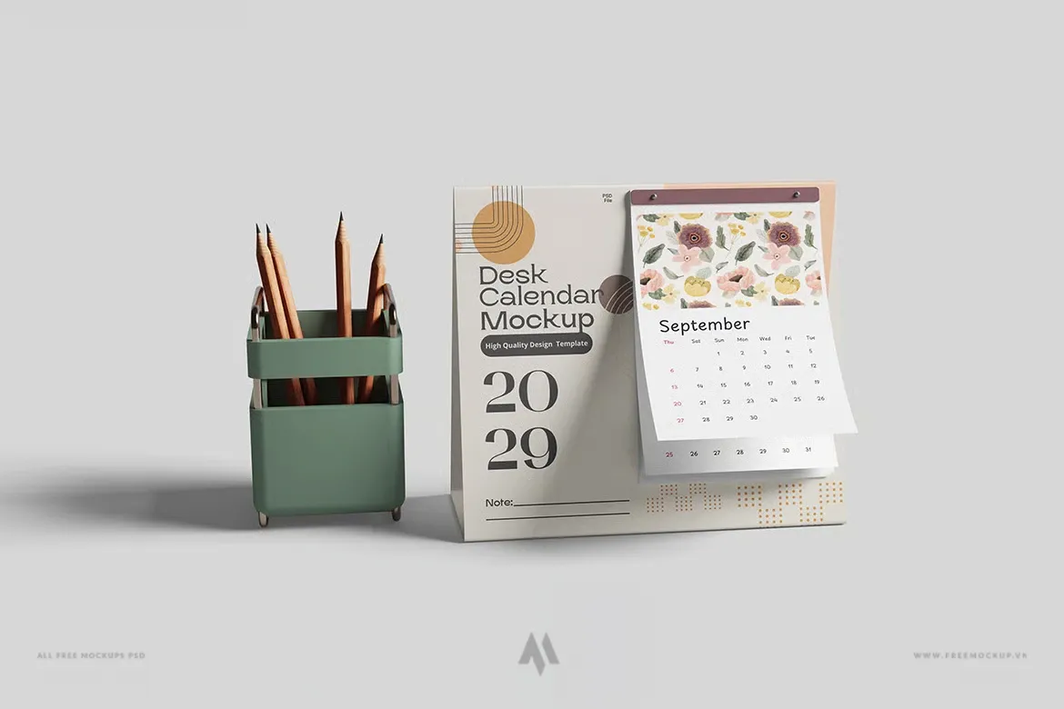 Mockup Lịch Bàn PSD Chân Thực Cho Dự Án Branding Doanh Nghiệp