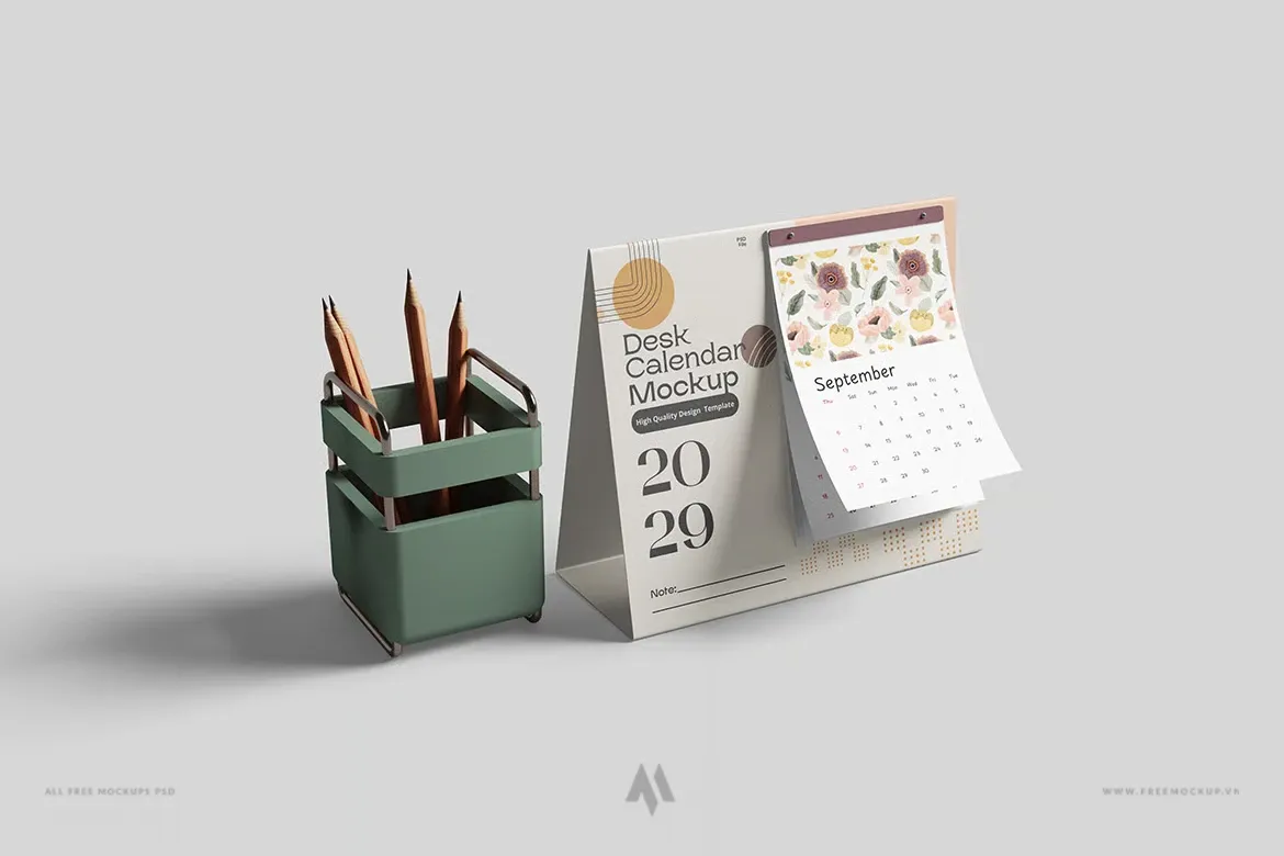 Mockup Lịch Bàn PSD Chân Thực Cho Dự Án Branding Doanh Nghiệp