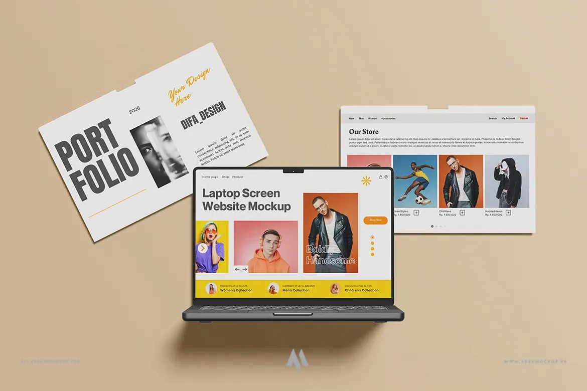 Mockup Màn Hình Laptop: Trình Bày Website Đa Dạng và Chuyên Nghiệp