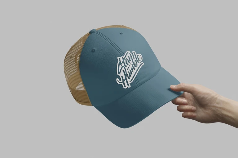Mockup mũ lưỡi trai lưới phía sau