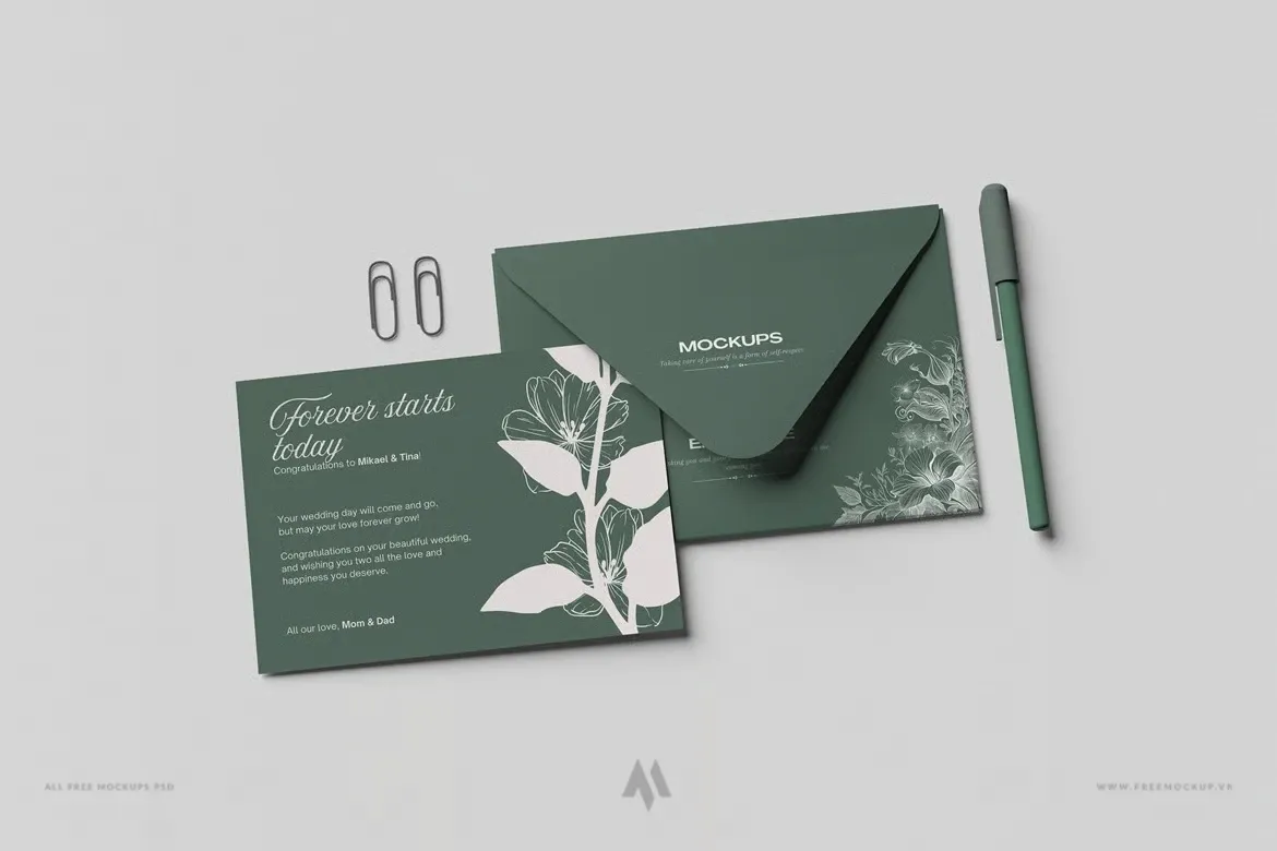 Mockup phong Bì Thư và Giấy Viết Thư PSD: Nâng Tầm Thiết Kế Thương Hiệu