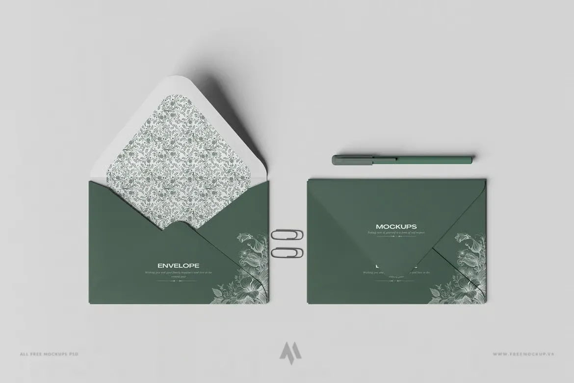 Mockup phong Bì Thư và Giấy Viết Thư PSD: Nâng Tầm Thiết Kế Thương Hiệu