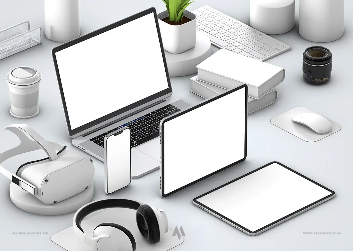 Mockup PSD Đa Thiết Bị: Trình Bày Thiết Kế Web Responsive Chuyên Nghiệp