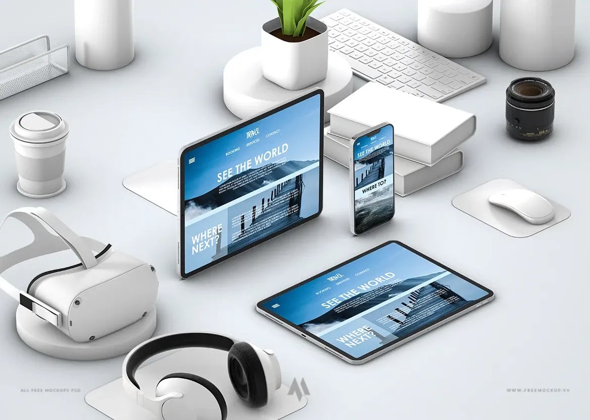 Mockup PSD Đa Thiết Bị: Trình Bày Thiết Kế Web Responsive Chuyên Nghiệp